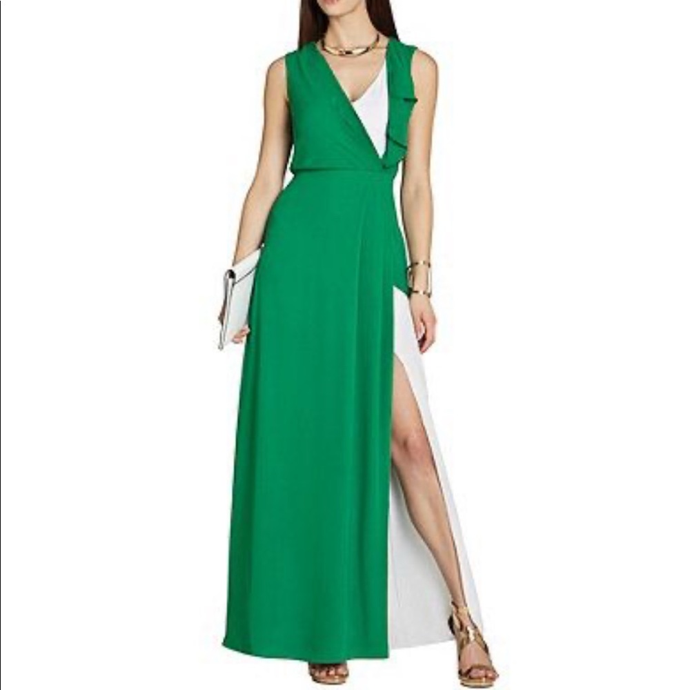 BCBGMAXAZRIA Yuliana colorblock v-neck dress